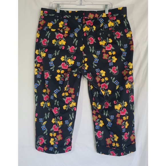 Loudmouth Womens Black Floral Multicolor Golfing Capri Pants 20W Plus - Picture 3 of 5